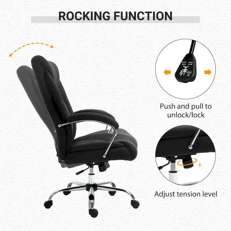 Chaise de bureau ergonomique pivotante à dossier haut noir/gris pour 1 personne, hauteur réglable, tissu lin