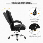 Chaise de bureau ergonomique pivotante à dossier haut noir/gris pour 1 personne, hauteur réglable, tissu lin