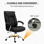 Chaise de bureau ergonomique pivotante à dossier haut noir/gris pour 1 personne, hauteur réglable, tissu lin
