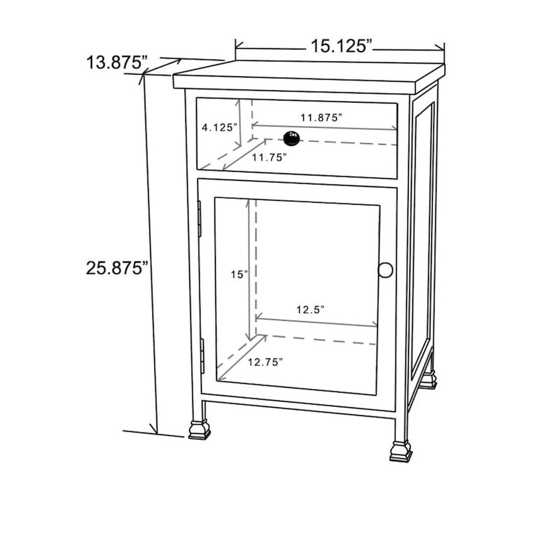 Table de chevet de ferme marron avec 1 tiroir et un meuble, simple