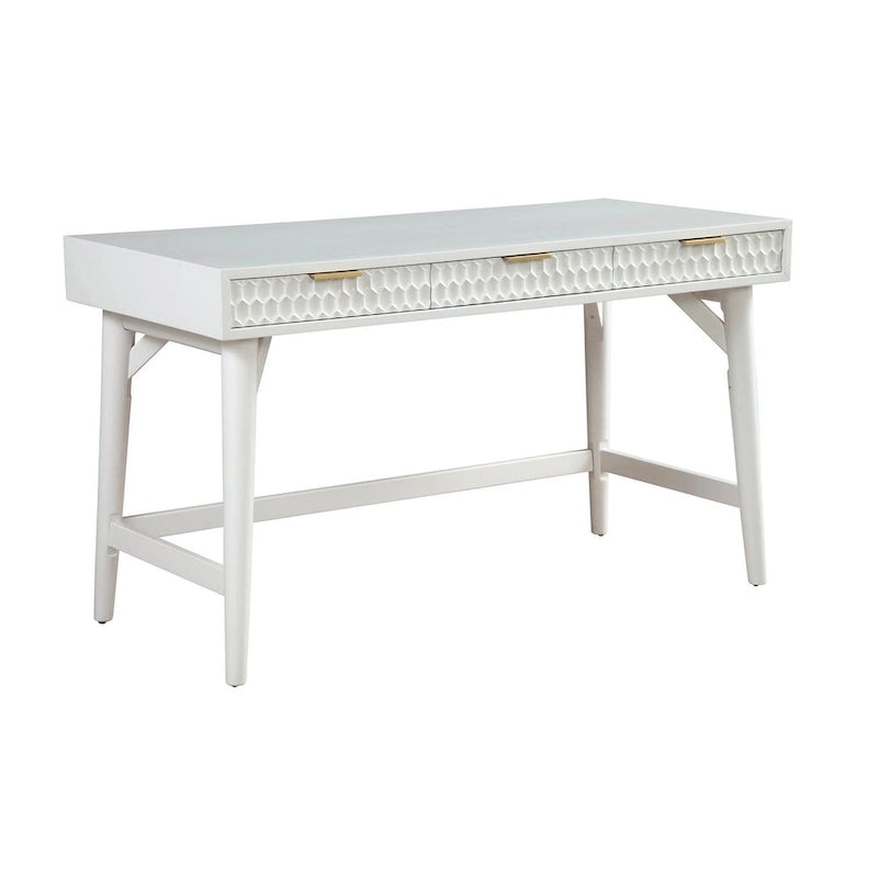 Grand bureau blanc avec tiroirs, simple