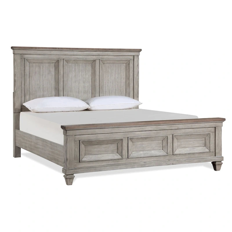 Ensemble de chambre 5 pièces crème et marron – Grand lit / Très grand lit / Très grand lit californien