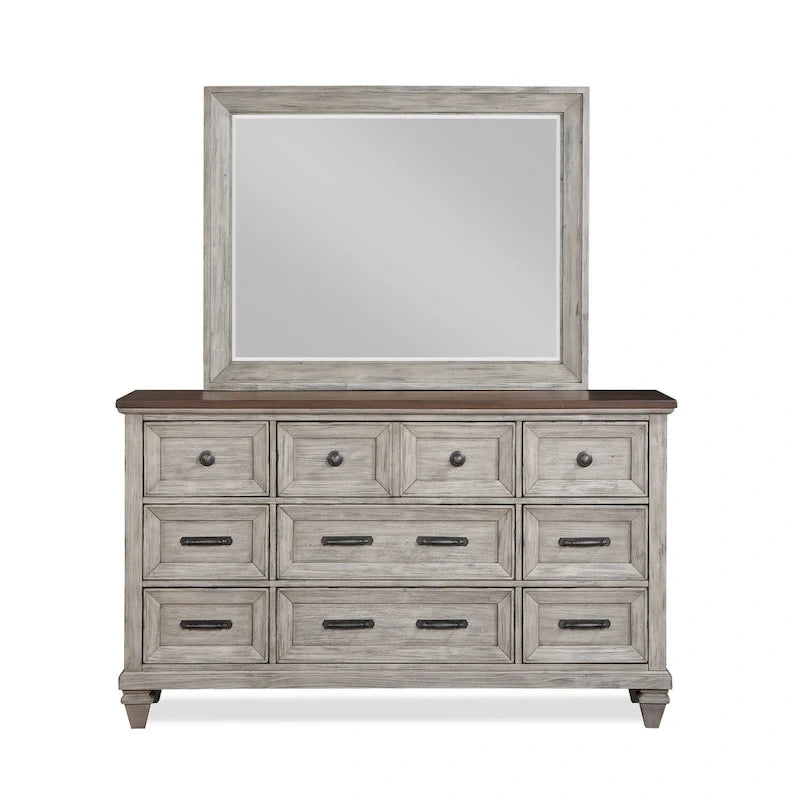 Ensemble de chambre 5 pièces crème et marron – Grand lit / Très grand lit / Très grand lit californien