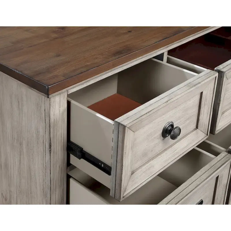 Ensemble de chambre 5 pièces crème et marron – Grand lit / Très grand lit / Très grand lit californien