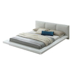 Lit plateforme bas en similicuir blanc – Grand lit double / Très grand lit double / Très grand lit double californien