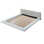 Lit plateforme bas en similicuir blanc – Grand lit double / Très grand lit double / Très grand lit double californien