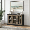 Meuble buffet 46W avec portes vitrées – Frêne noir/blanc vintage, 2 options de couleurs