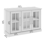 Meuble buffet 46W avec portes vitrées – Frêne noir/blanc vintage, 2 options de couleurs