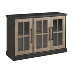 Meuble buffet 46W avec portes vitrées – Frêne noir/blanc vintage, 2 options de couleurs