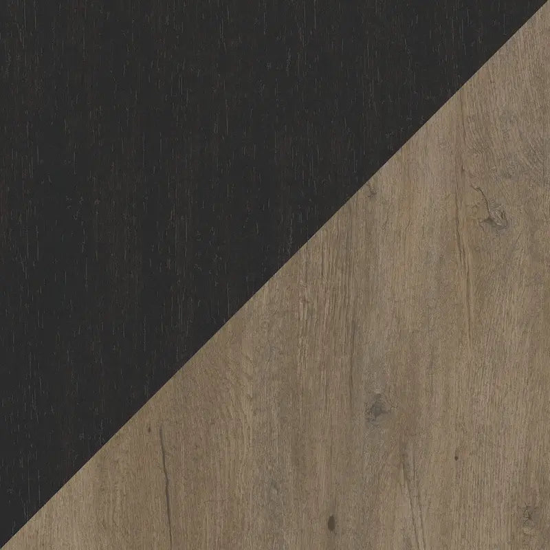 Meuble buffet 46W avec portes vitrées – Frêne noir/blanc vintage, 2 options de couleurs
