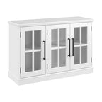 Meuble buffet 46W avec portes vitrées – Frêne noir/blanc vintage, 2 options de couleurs