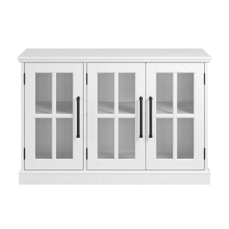 Meuble buffet 46W avec portes vitrées – Frêne noir/blanc vintage, 2 options de couleurs