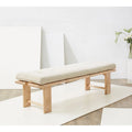 Banc rembourré capitonné moderne beige, siège unique – accent naturel/noir, base en bois de frêne