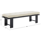 Banc rembourré capitonné moderne beige, siège unique – accent naturel/noir, base en bois de frêne