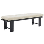 Banc rembourré capitonné moderne beige, siège unique – accent naturel/noir, base en bois de frêne