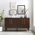 Bahut Mid-Century Acajou / Noir mat, 2 portes, 157 cm