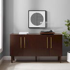 Bahut Mid-Century Acajou / Noir mat, 2 portes, 157 cm