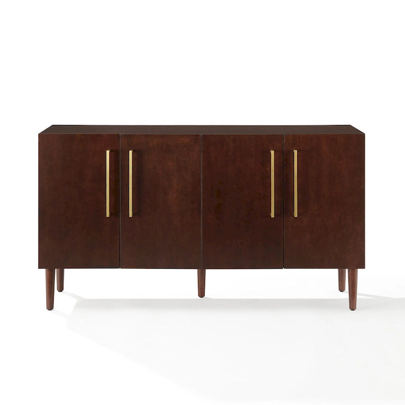 Bahut Mid-Century Acajou / Noir mat, 2 portes, 157 cm