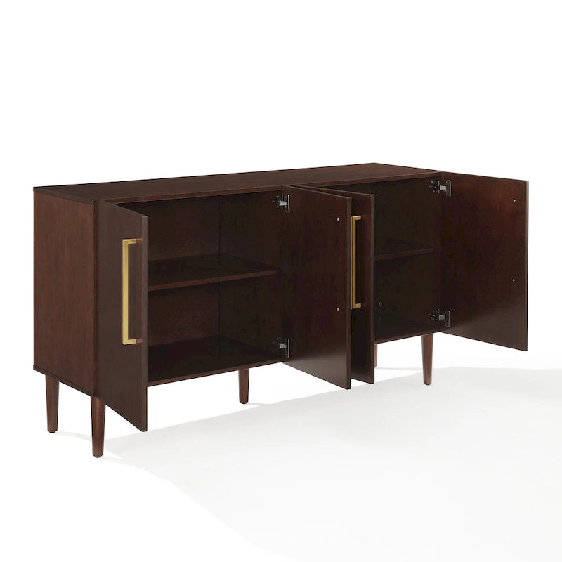 Bahut Mid-Century Acajou / Noir mat, 2 portes, 157 cm