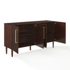 Bahut Mid-Century Acajou / Noir mat, 2 portes, 157 cm