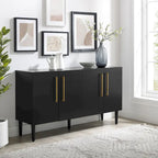 Bahut Mid-Century Acajou / Noir mat, 2 portes, 157 cm