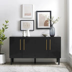 Bahut Mid-Century Acajou / Noir mat, 2 portes, 157 cm