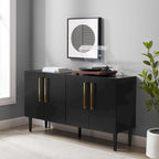 Bahut Mid-Century Acajou / Noir mat, 2 portes, 157 cm