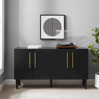 Bahut Mid-Century Acajou / Noir mat, 2 portes, 157 cm