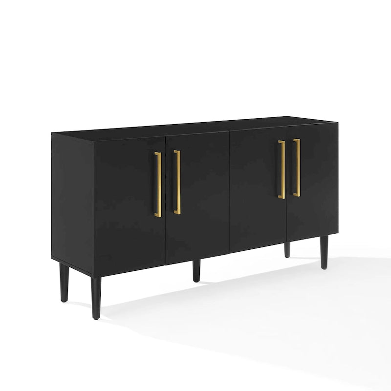 Bahut Mid-Century Acajou / Noir mat, 2 portes, 157 cm