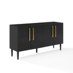 Bahut Mid-Century Acajou / Noir mat, 2 portes, 157 cm