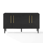 Bahut Mid-Century Acajou / Noir mat, 2 portes, 157 cm