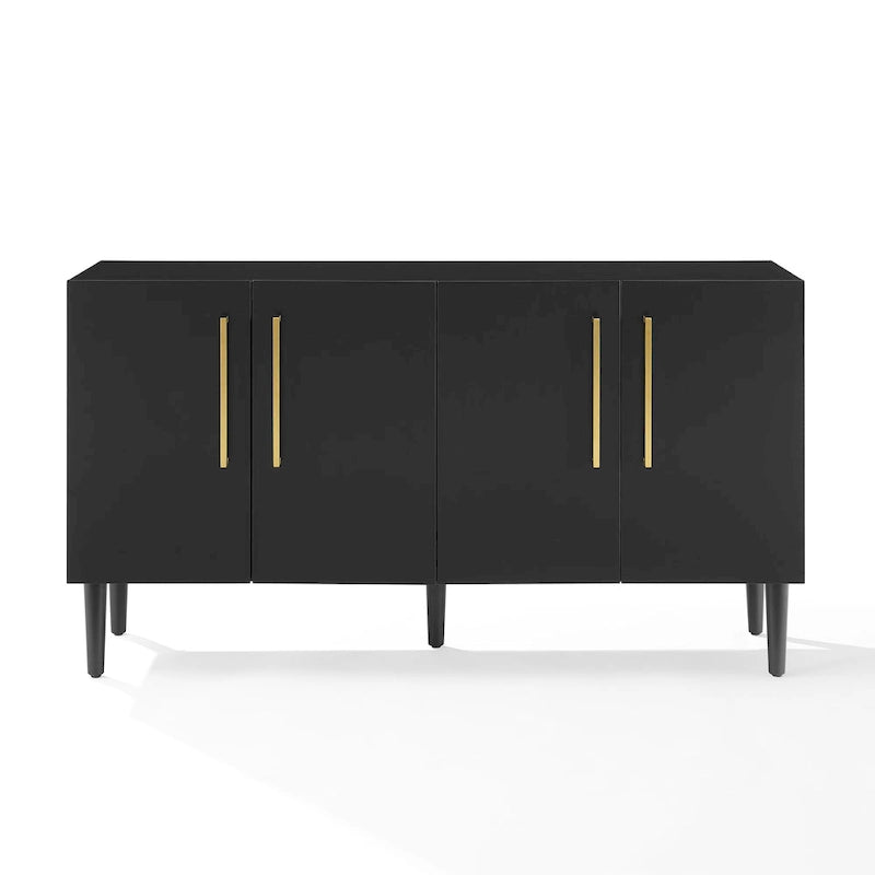 Bahut Mid-Century Acajou / Noir mat, 2 portes, 157 cm