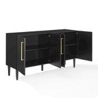 Bahut Mid-Century Acajou / Noir mat, 2 portes, 157 cm