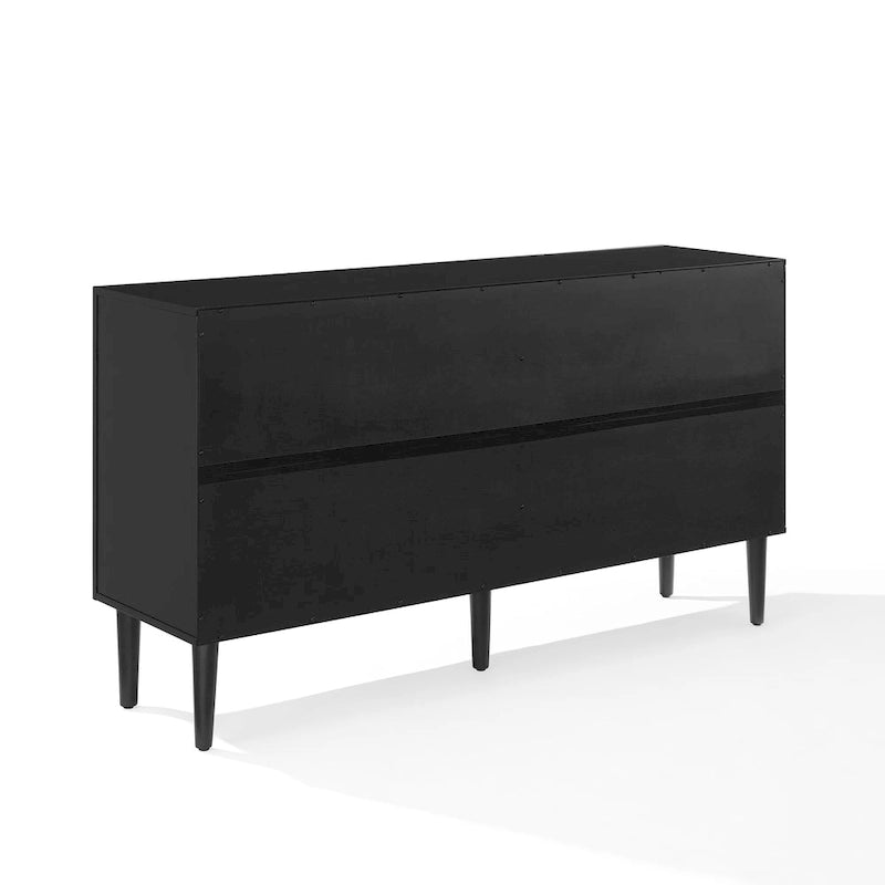 Bahut Mid-Century Acajou / Noir mat, 2 portes, 157 cm