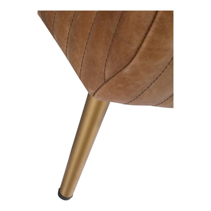 Banc en cuir côtelé brun sellier, style contemporain, 3 places