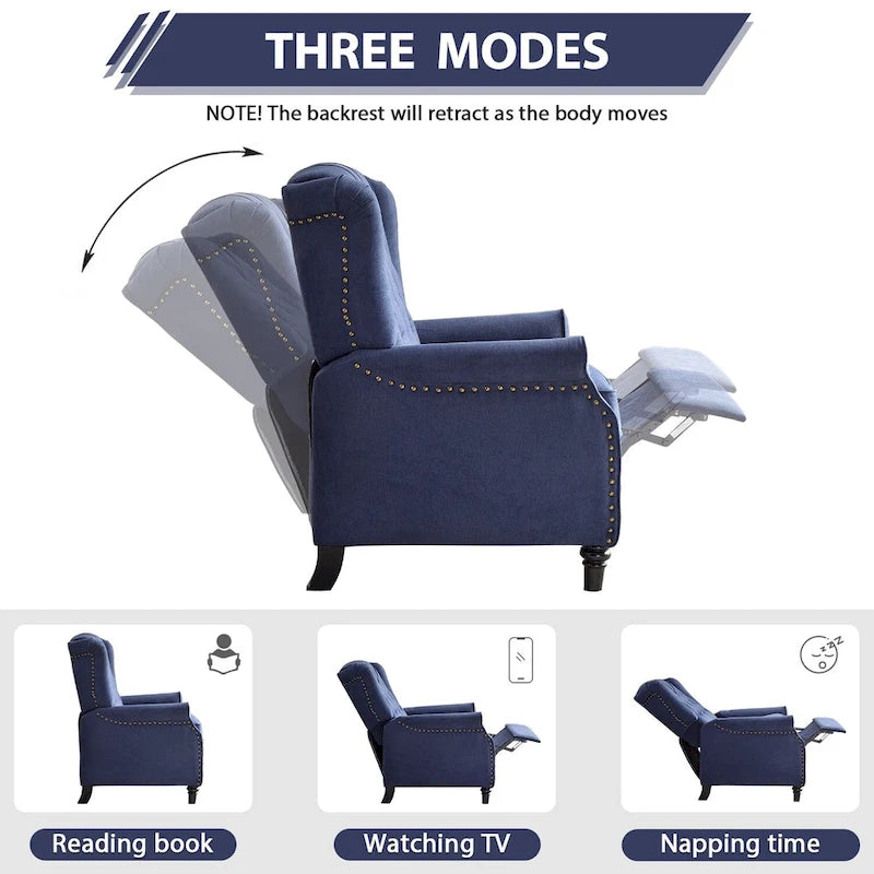 Fauteuil inclinable à dossier basculant jaune/vert/bleu/beige, capitonné, une place