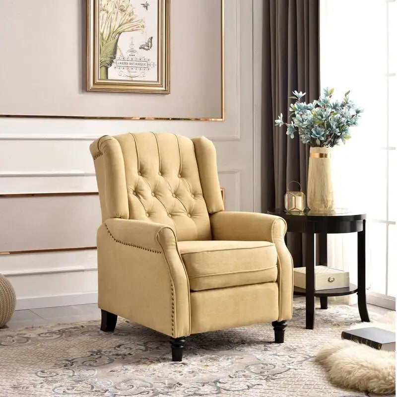 Fauteuil inclinable à dossier basculant jaune/vert/bleu/beige, capitonné, une place