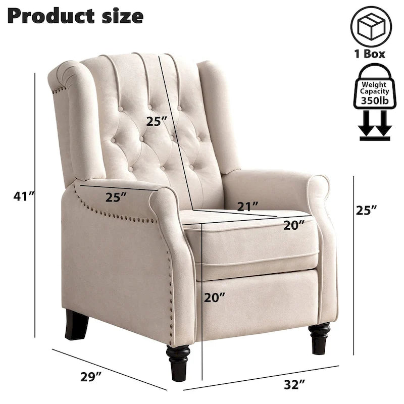 Fauteuil inclinable à dossier basculant jaune/vert/bleu/beige, capitonné, une place