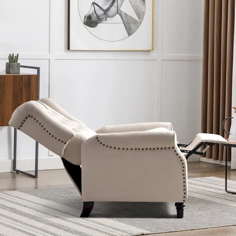 Fauteuil inclinable à dossier basculant jaune/vert/bleu/beige, capitonné, une place