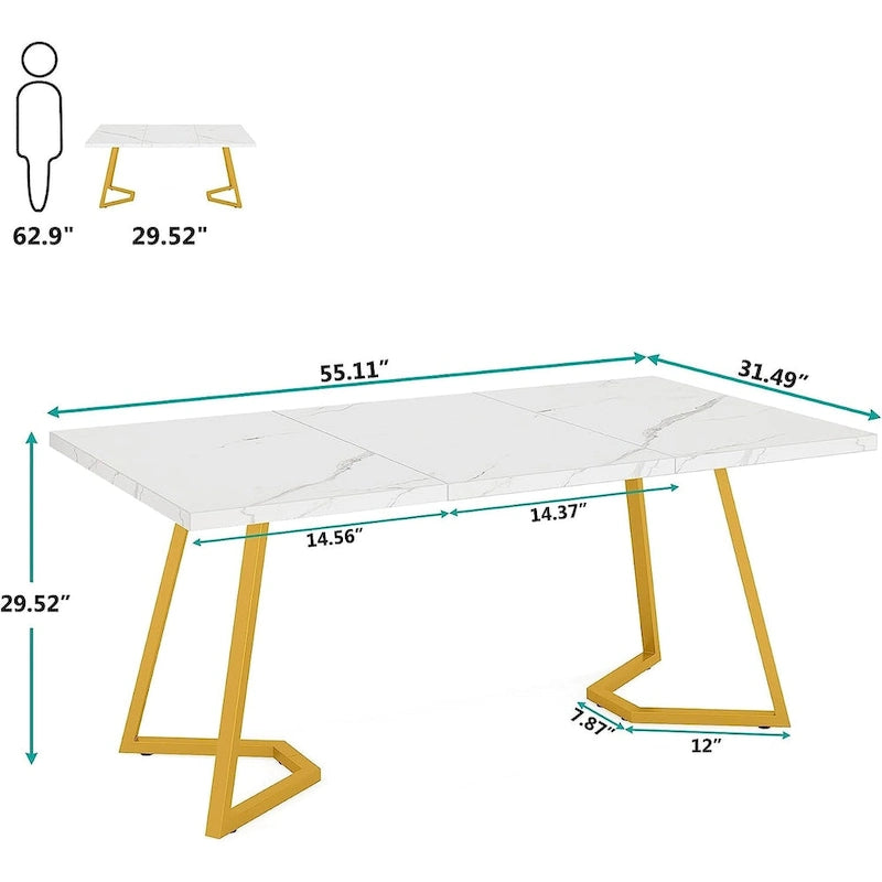 Bureau informatique 140 cm, blanc / marron rustique / marron clair, plateau aspect marbre, 1 personne