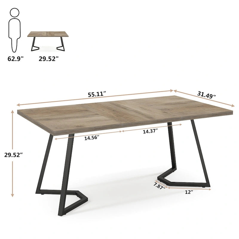 Bureau informatique 140 cm, blanc / marron rustique / marron clair, plateau aspect marbre, 1 personne