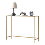 Console en métal doré, plateau en verre, 1 personne, 100 cm