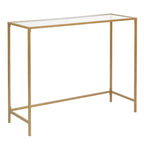 Console en métal doré, plateau en verre, 1 personne, 100 cm