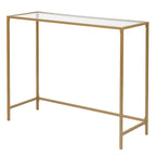 Console en métal doré, plateau en verre, 1 personne, 100 cm