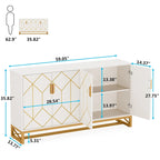 Buffet 4 portes blanc et doré – Style moderne, 1 pièce