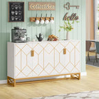 Buffet 4 portes blanc et doré – Style moderne, 1 pièce