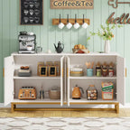 Buffet 4 portes blanc et doré – Style moderne, 1 pièce