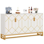 Buffet 4 portes blanc et doré – Style moderne, 1 pièce