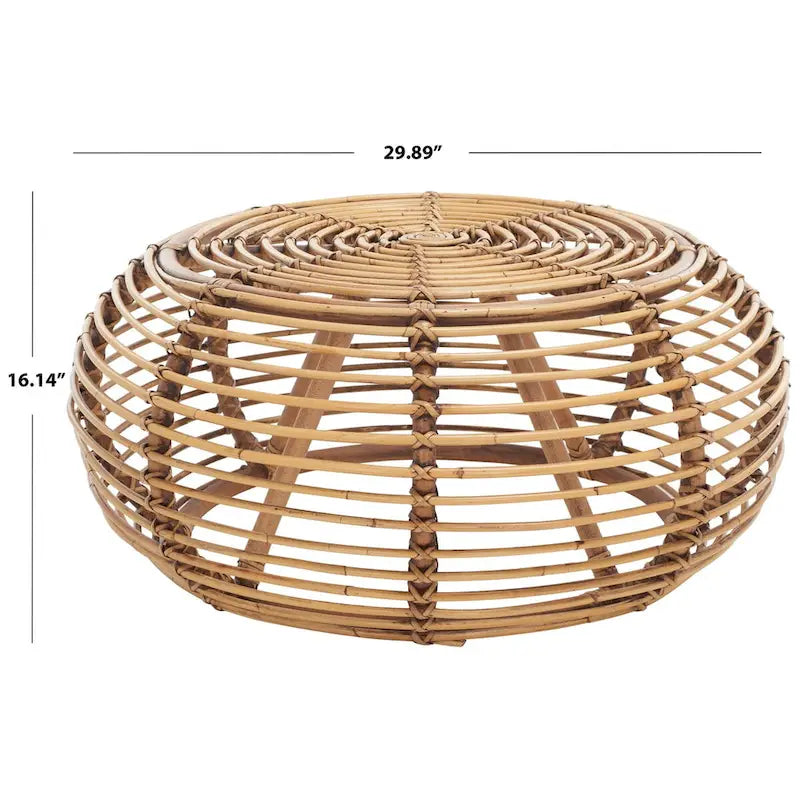 Table basse ronde en rotin Honey Brown Wash, 1 personne