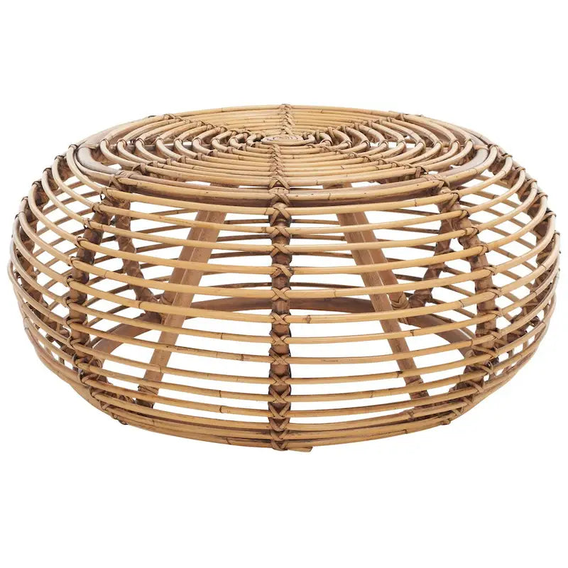 Table basse ronde en rotin Honey Brown Wash, 1 personne
